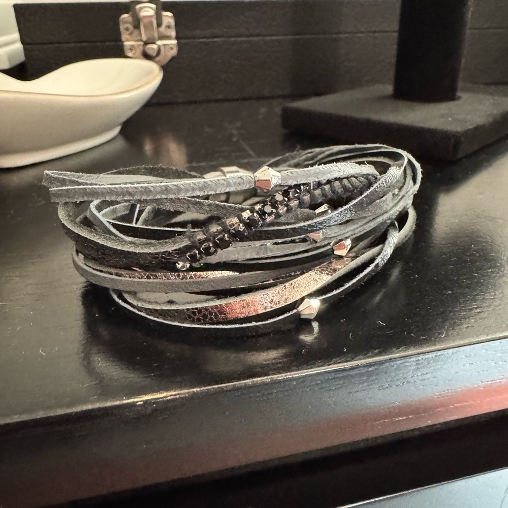 Silver and Black Wrap Bracelet- Like NEW